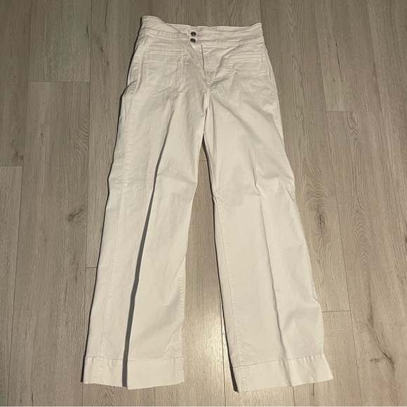 FRAME Denim Le Hardy High-Rise Wide-Leg Jeans - White Sailor Pants - Picture 7 of 9
